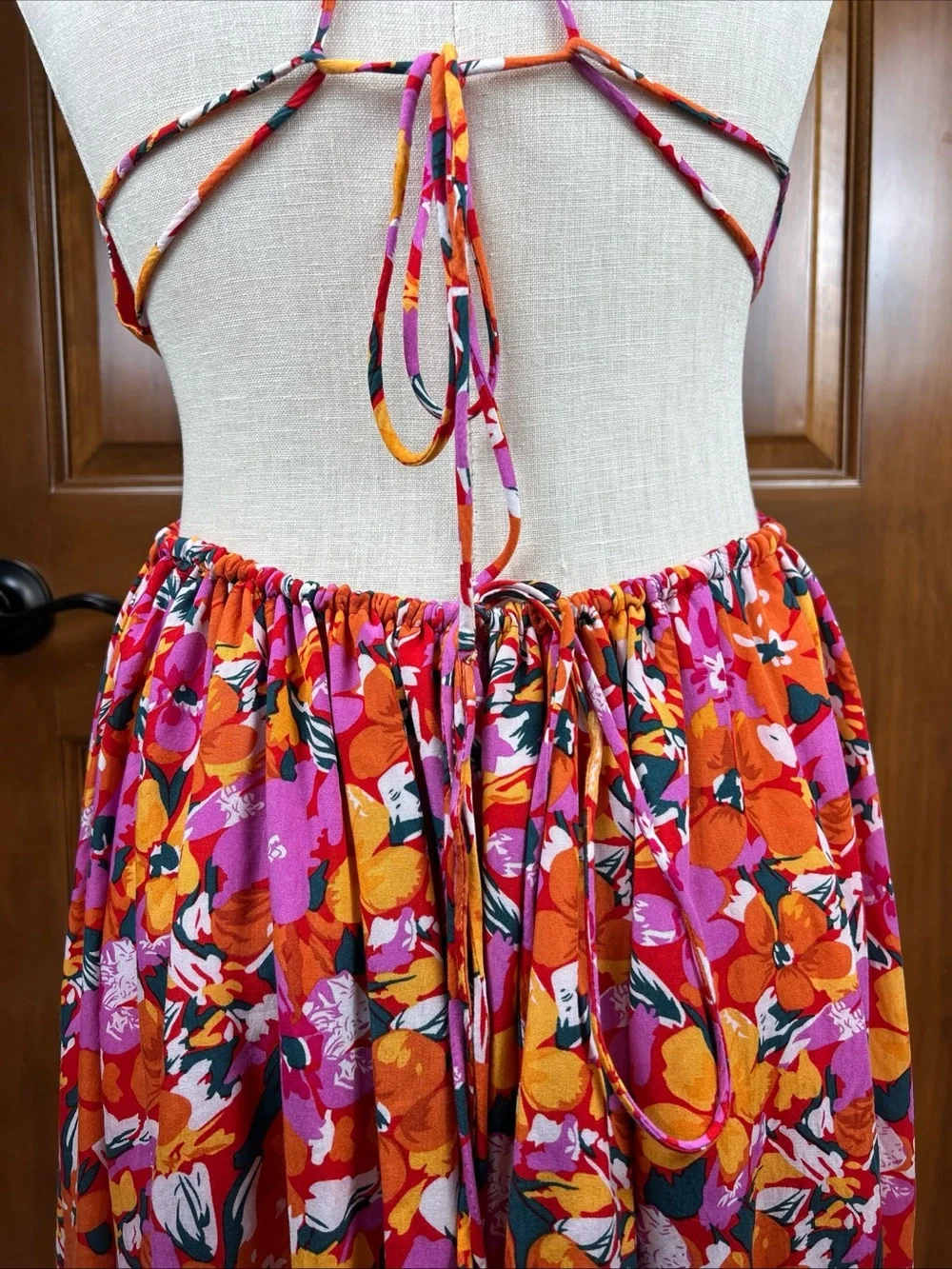 Petal and Pup Women Señorita Print Drop back Maxi Dress Floral Artsy Boho Sz 8 - Picture 10 of 14